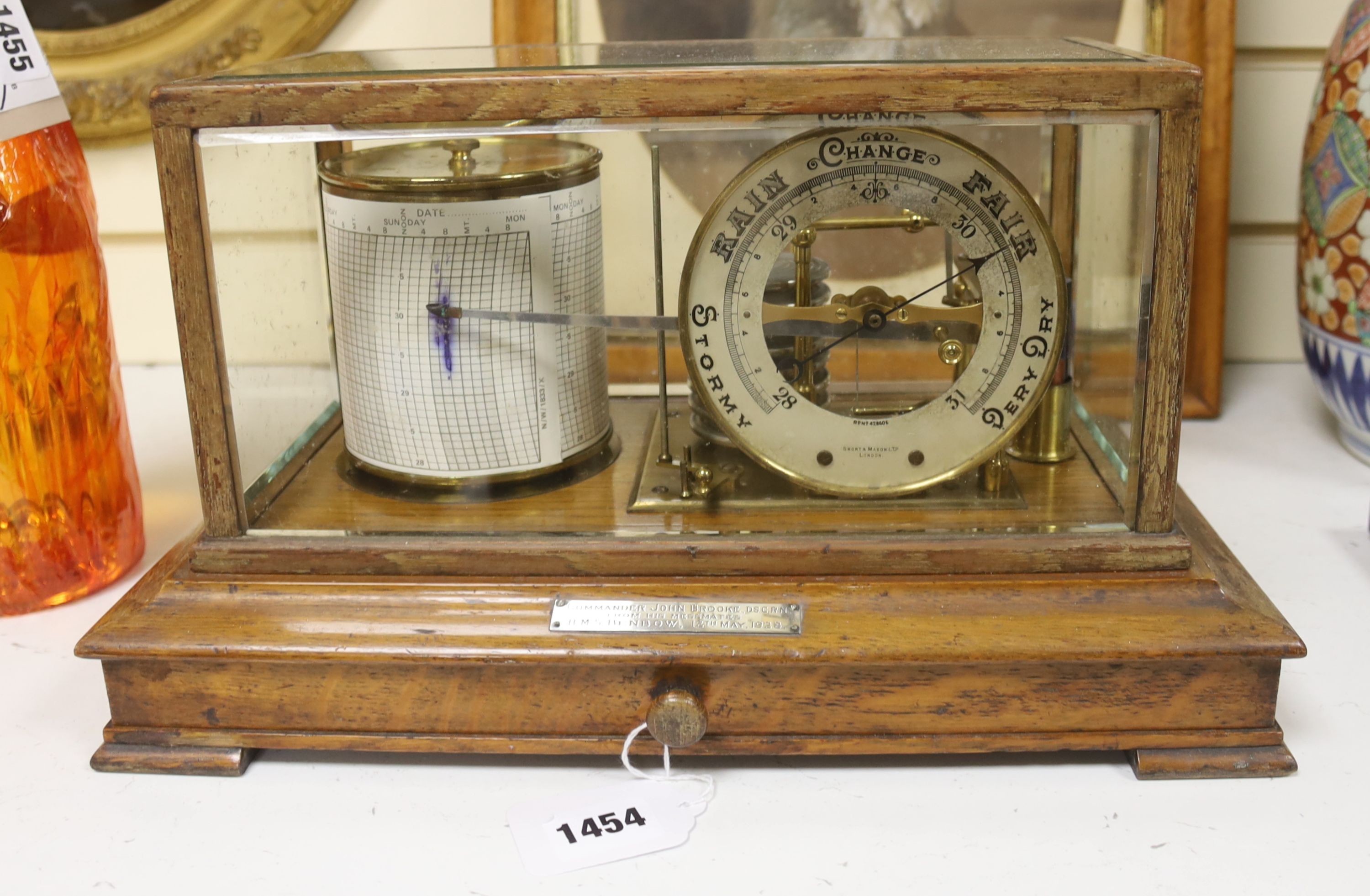 A walnut cased barograph